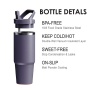 Stainless Steel Tumbler with Straw Vacuum Insulated Water Bottle for Home or Car Reusable Cup with Straw Leak Resistant Flip