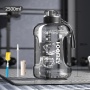2.5L Large Gym Jug with Motivational Time Marker Covered Straw Spout Portable Tritan Sports Water Bottle