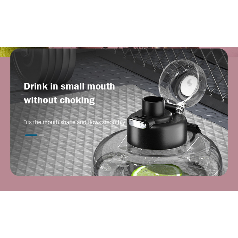 2.5L Large Gym Jug with Motivational Time Marker Covered Straw Spout Portable Tritan Sports Water Bottle