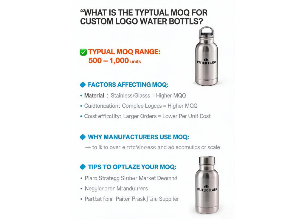 What is the typical MOQ for custom logo water bottle production?