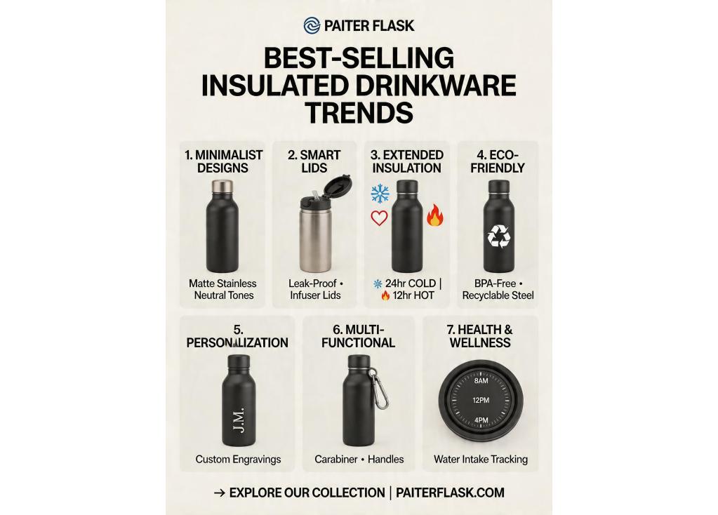 What are the current best-selling designs and features in the insulated drinkware market?