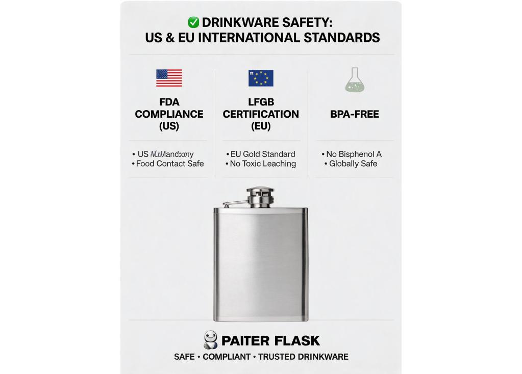 What international safety standards (e.g., FDA, LFGB, BPA-free) should drinkware comply with for US and EU markets?