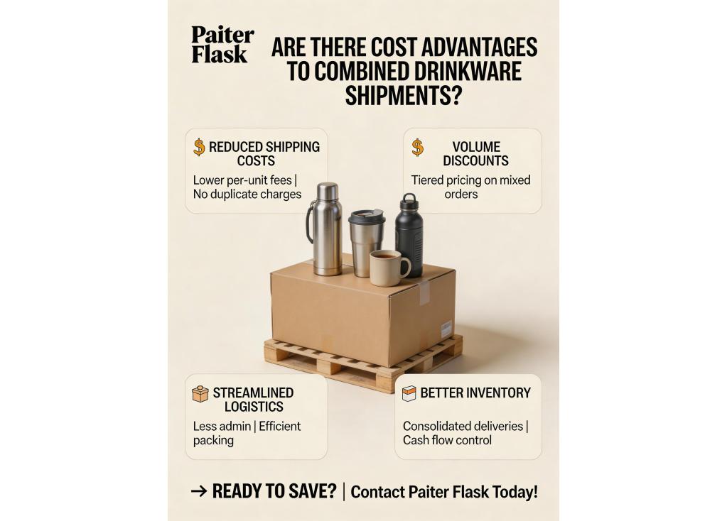 Are there cost advantages to ordering combined shipments of different drinkware products?