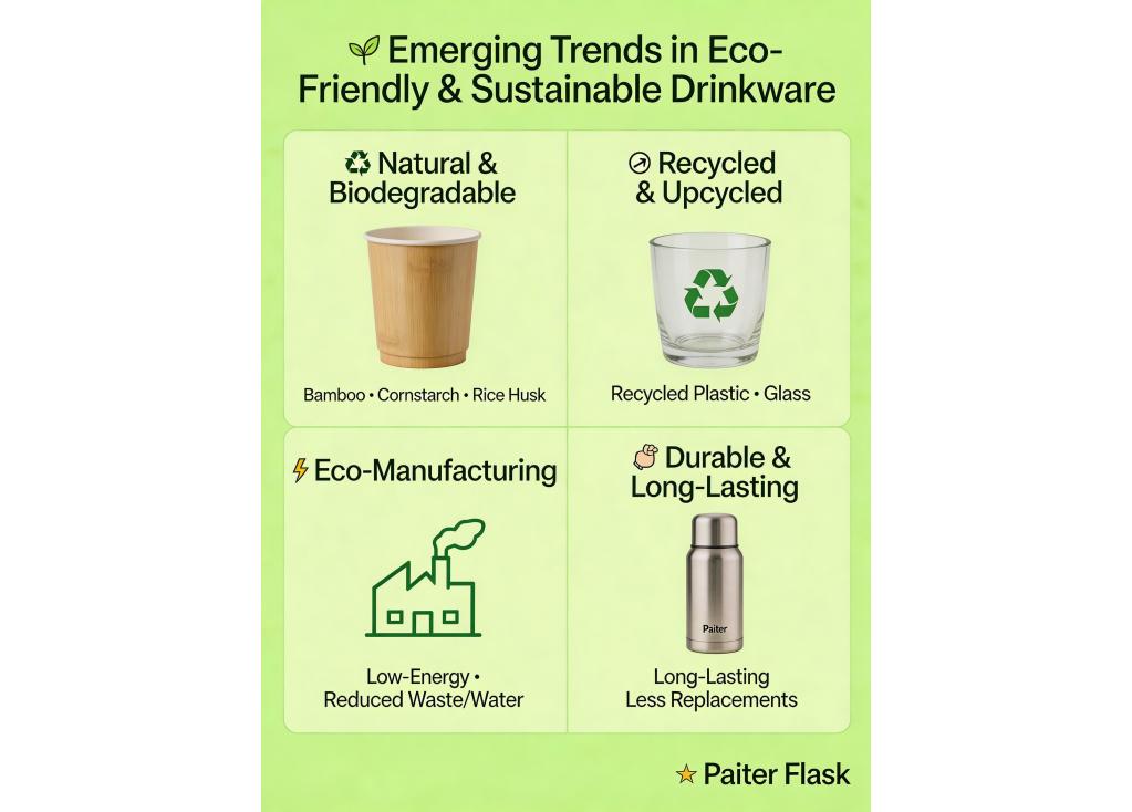 What trends are emerging in eco-friendly or sustainable drinkware materials and production?
