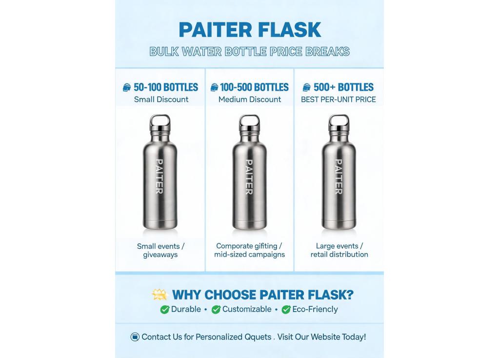What are the price breaks for bulk water bottle orders?