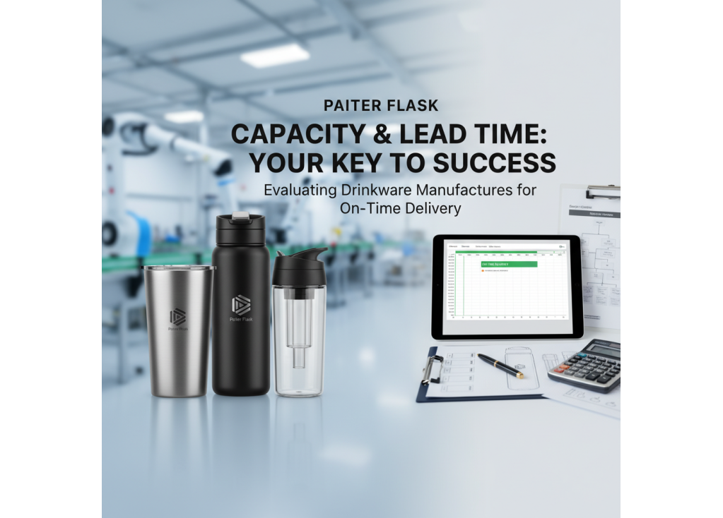 How do I evaluate the production capacity and lead times of a drinkware manufacturer?