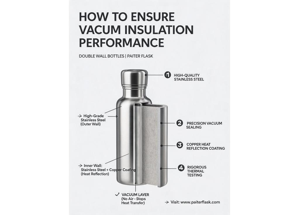 How do you ensure the vacuum insulation performance in double wall bottles?
