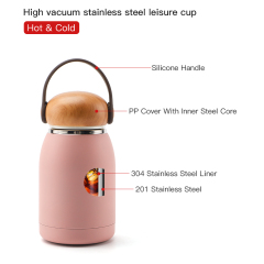OLERD New Cute Kids Bottle Stainless Steel Double Wall Children Thermos Water Bottle Mushroom Lid Handle