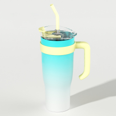 USA New Arrival 40oz Novel Color Stainless Steel Vacuum Insulated Car Mug With Straw Travel Tumbler With Handle