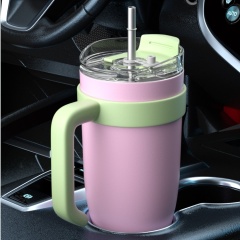 USA New Arrival 40oz Novel Color Stainless Steel Vacuum Insulated Car Mug With Straw Travel Tumbler With Handle