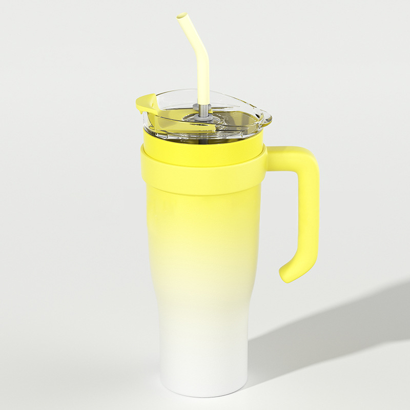 USA New Arrival 40oz Novel Color Stainless Steel Vacuum Insulated Car Mug With Straw Travel Tumbler With Handle