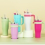 USA New Arrival 40oz Novel Color Stainless Steel Vacuum Insulated Car Mug With Straw Travel Tumbler With Handle