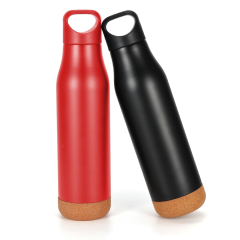 Wooden Bottom Sport Thermos Flask Double Walled Water Bottle Travel Drinking Flask with Handle Lid