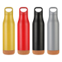 Wooden Bottom Sport Thermos Flask Double Walled Water Bottle Travel Drinking Flask with Handle Lid