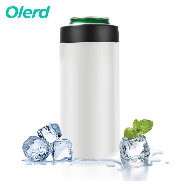 OLERD Promotion 17oz Reusable Insulated Double Wall Shaped Beer Can Cooler Stainless Steel Can Cooler Cola
