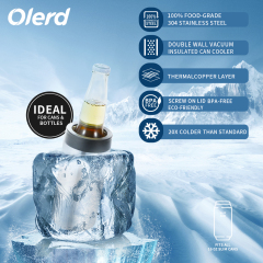 OLERD Promotion 17oz Reusable Insulated Double Wall Shaped Beer Can Cooler Stainless Steel Can Cooler Cola