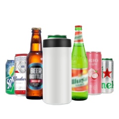 OLERD Promotion 17oz Reusable Insulated Double Wall Shaped Beer Can Cooler Stainless Steel Can Cooler Cola