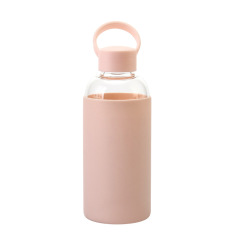 600ML Classic Fashion Clear Glass Water Bottle With Handle Glass Water Bottle Silicone Sleeve