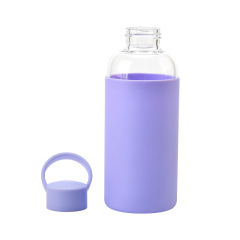600ML Classic Fashion Clear Glass Water Bottle With Handle Glass Water Bottle Silicone Sleeve