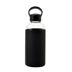 600ML Classic Fashion Clear Glass Water Bottle With Handle Glass Water Bottle Silicone Sleeve