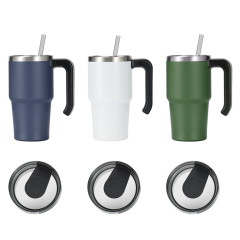 Wholesale 600ml Hot Selling Custom Logo Double Wall Stainless Steel Vacuum Car Travel Mug Tumbler with Straw