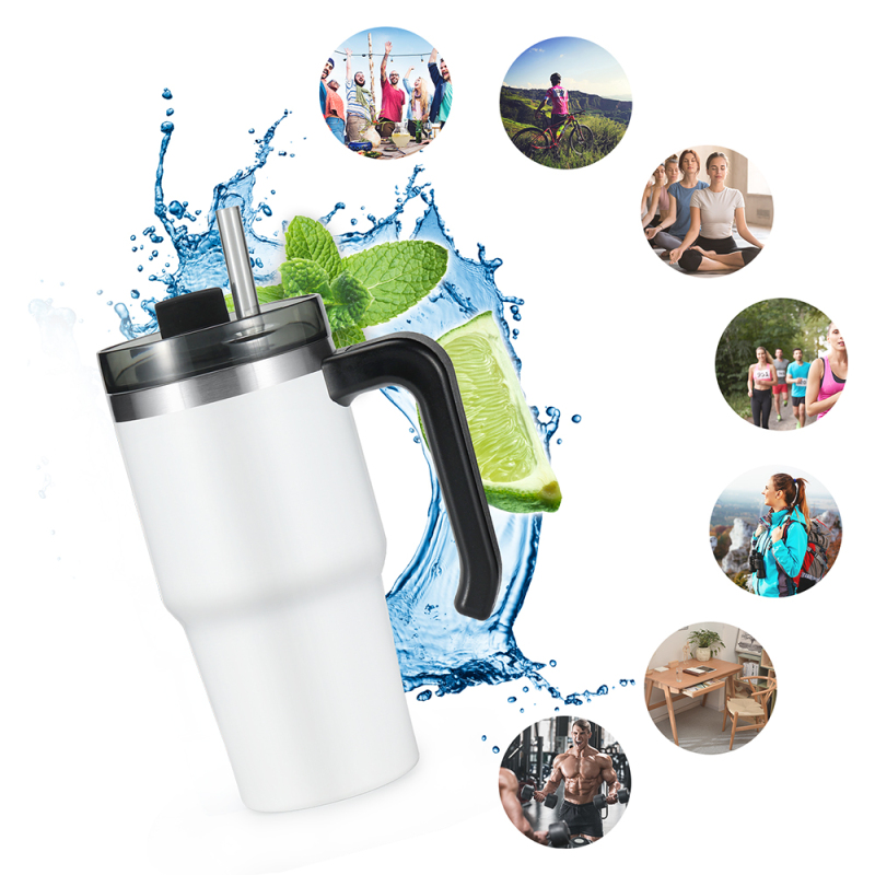 Wholesale 600ml Hot Selling Custom Logo Double Wall Stainless Steel Vacuum Car Travel Mug Tumbler with Straw