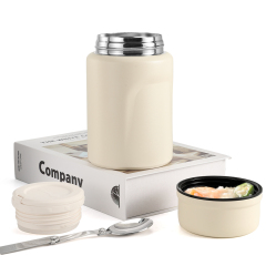 Newest Design Vacuum Insulated Stainless Steel Soup Pot Jar Food Flask Warmer Container Thermos with Spoon