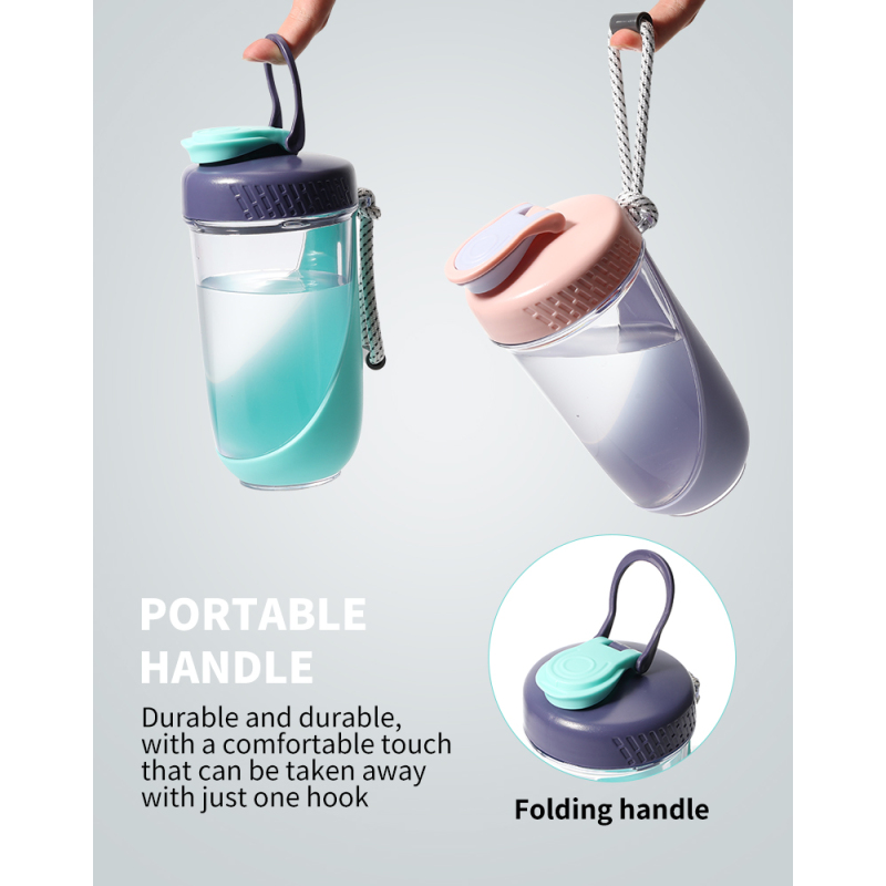 Wholesale 600ML Protein Sports Plastic Cup Shaker Bottle for GYM with Handle Rope