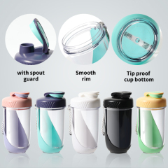 Wholesale 600ML Protein Sports Plastic Cup Shaker Bottle for GYM with Handle Rope