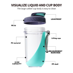 Wholesale 600ML Protein Sports Plastic Cup Shaker Bottle for GYM with Handle Rope