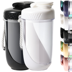 Wholesale 600ML Protein Sports Plastic Cup Shaker Bottle for GYM with Handle Rope