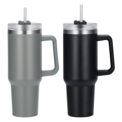 Wholesale 40oz Travel Tumbler with Handle Single Layer Stainless Steel Customizable Print Sport Portable Mug with Straw Camping