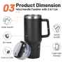 Wholesale 40oz Travel Tumbler with Handle Single Layer Stainless Steel Customizable Print Sport Portable Mug with Straw Camping