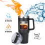 Wholesale 40oz Travel Tumbler with Handle Single Layer Stainless Steel Customizable Print Sport Portable Mug with Straw Camping