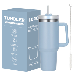 Wholesale 40oz Travel Tumbler with Handle Single Layer Stainless Steel Customizable Print Sport Portable Mug with Straw Camping