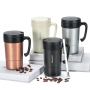 Wholesale Vacuum Insulation Double Wall Stainless Steel Travel Coffee Mug with Handle and SS304 Spoon for Office