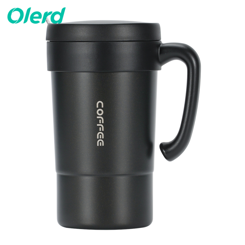Wholesale Vacuum Insulation Double Wall Stainless Steel Travel Coffee Mug with Handle and SS304 Spoon for Office