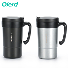 Wholesale Vacuum Insulation Double Wall Stainless Steel Travel Coffee Mug with Handle and SS304 Spoon for Office