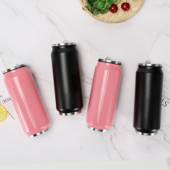 Wholesale Custom 12oz 17oz Sublimation Blanks DIY Soda Cola Can Shape Tumbler Vacuum Water Bottle With Flip Lid and Straw