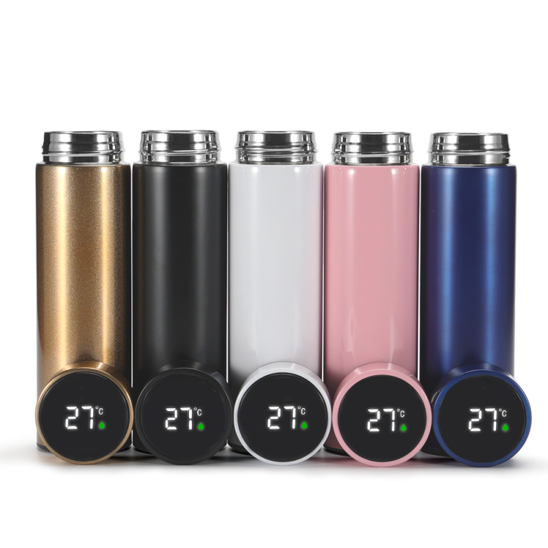 Wholesale 500ml Display Temperature Smart Drink Vacuum Water Bottle with Led Digital Lid