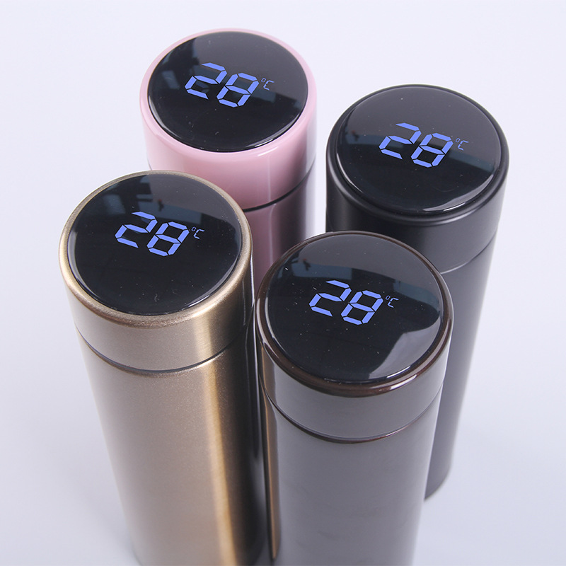 Wholesale 500ml Display Temperature Smart Drink Vacuum Water Bottle with Led Digital Lid