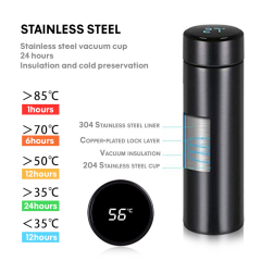 Wholesale 500ml Display Temperature Smart Drink Vacuum Water Bottle with Led Digital Lid