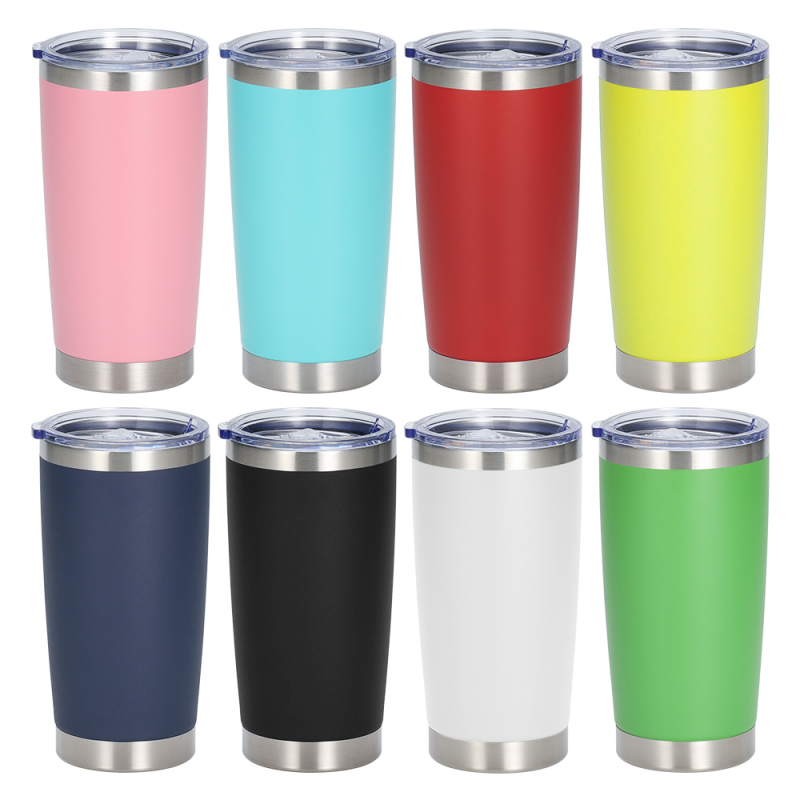 Wholesale Customized 600ml 20oz Coffee Water Mugs Powder Coating Beer Travel Tumbler with Magnet Slider Lid