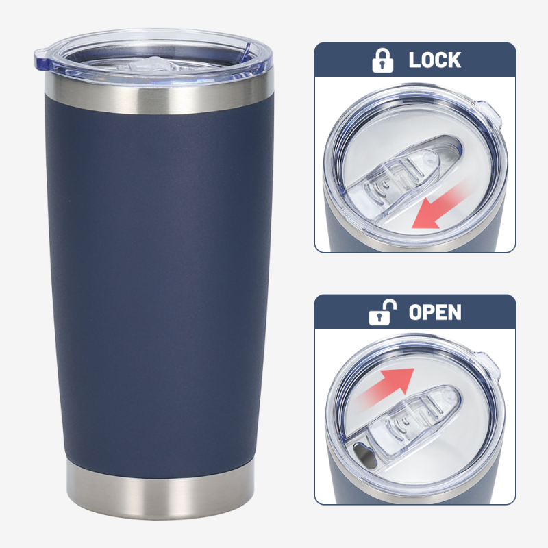 Wholesale Customized 600ml 20oz Coffee Water Mugs Powder Coating Beer Travel Tumbler with Magnet Slider Lid