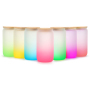 New Design Gradient Color Portable Glass Water Bottle With Bamboo Lid