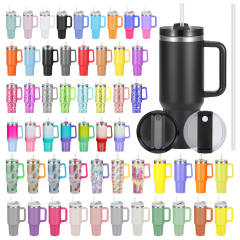 Wholesale 40 oz Simple Tumbler with Lid Handle and Straw Double Wall Vacuum Stainless Steel Water Bottle Insulated Coffe Cup