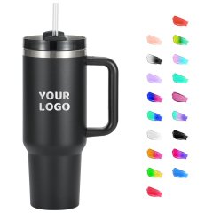 Wholesale 40 oz Simple Tumbler with Lid Handle and Straw Double Wall Vacuum Stainless Steel Water Bottle Insulated Coffe Cup