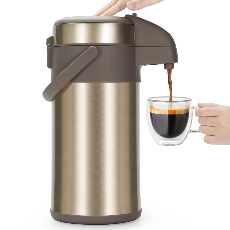 Large Capacity 3L 4L Double Wall Vacuum Insulated Stainless Steel 316 Air Pressure Pot Flask Keep Hot Cold Drinks with Handle