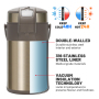 Large Capacity 3L 4L Double Wall Vacuum Insulated Stainless Steel 316 Air Pressure Pot Flask Keep Hot Cold Drinks with Handle