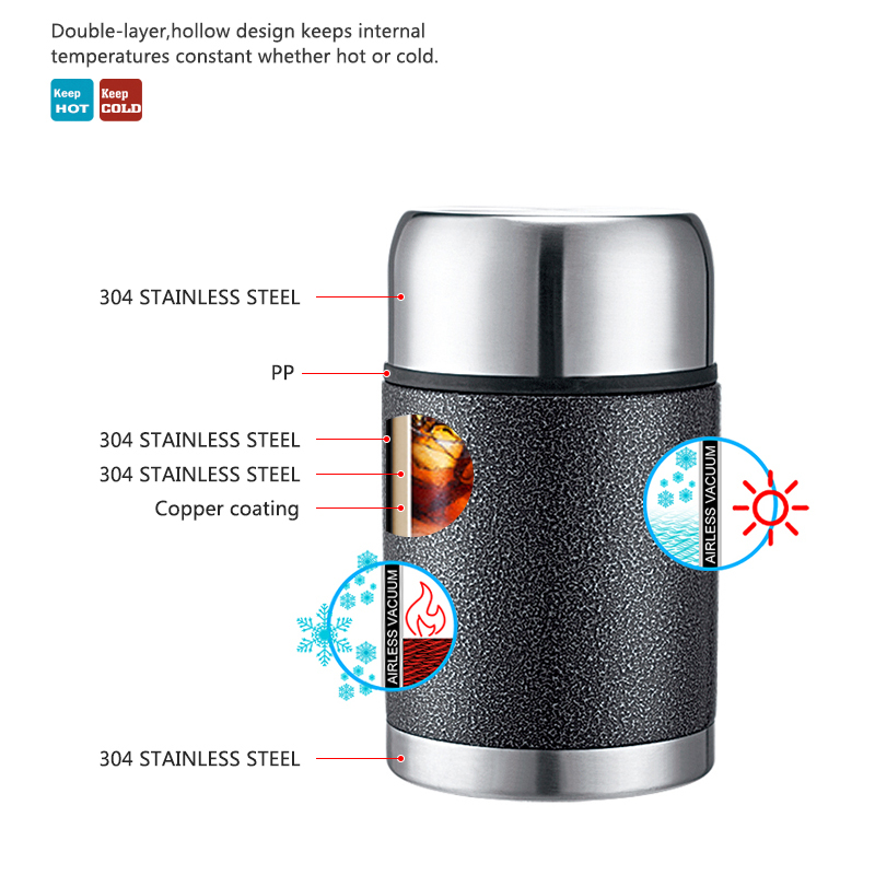OLERD Triple Insulated Vacuum Thermos Food Jar with Spoon